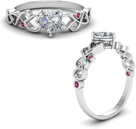 Silverstargemsjewellery 14k White Gold Pl Vintage Engagement Ring 1 52 Ctw Heart White Cz Pink Sapphire Diamond Amazon Co Uk Jewellery Silverstargemsjewellery 14k White Gold Pl Vintage Engagement Ring 1 52 Ctw Heart White Cz Pink Sapphire Diamond Amazon Co Uk Jewellery