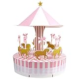 Aytai Carousel Baby Shower Candy Favor Boxes Unicorn Party Supplies Candy Bag Gift Box Table Centerpiece for Wedding Birthday Decorations (Pink)
