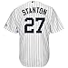 Genuine Stuff Giancarlo Stanton New York Yankees MLB Majestic Youth Boys 8-20 White Pinstripes Home Cool Base Replica Jersey