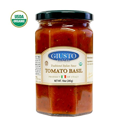 Giusto Sapore Traditional Organic Tomato Basil Italian Pasta Sauce 10oz - All Natural Non GMO Italian Premium Gourmet Brand - Made in Italy and Family Owned