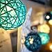 Dealbeta Battery Handmade Rattan Ball String Lights 20 Warm White LED Christmas Indoor String Fairy Lights for Bedroom, Wedding, Party [ Rattan Ball's Diameter:5cm/2.04 in ] -- Lake Green