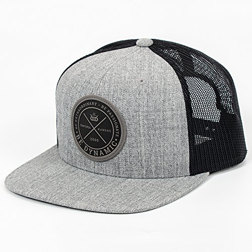 Dynamic Discs Foundation Leather Patch Snapback Mesh Disc Golf Hat - Gray w/Black
