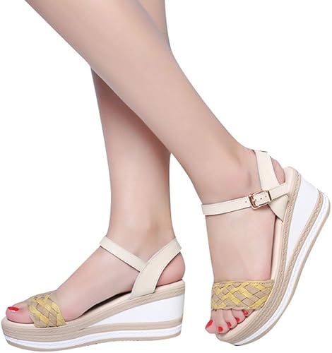 Amazon サンダル 厚底 レディース ウェッジサンダル ヒール フラットサンダル 痛くない 美脚 コンビネーション ベルト 歩きやすい シューズ コンフォートサンダル 厚底サンダル 22 5cm カーキ ファッションサンダル
