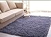 Soft Modern Shag Area Rugs Fluffy Living Room Carpet Comfy Bedroom Home Decorate Floor Kids Playing Mat 4 Feet X 5 Feet Gray