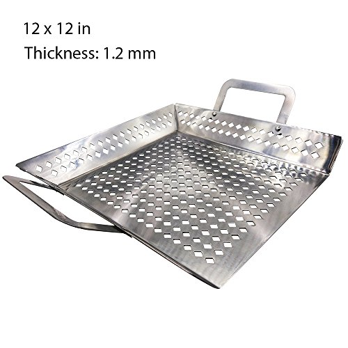 Dracarys Grill Pan Grill Topper Vegetable Grill Basket-Non-Stick Stainless Steel BBQ Grill Wok With Handles-Aegetable Grilling Accessories for Grilling Veggie, Fish, Meat.And Charcoal or Gas Grills