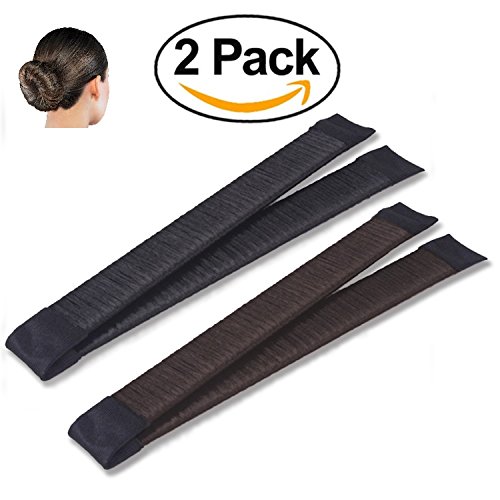 Women's Hair Bun Maker French Twist Hair Fold Wrap Snap by K-Beauty (1 Black, 1 Brown)