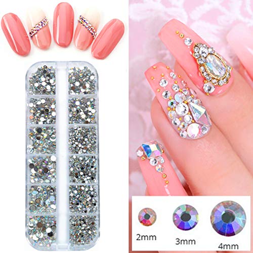 editTime 5000 Pieces (5 Boxes) Shiny Colorful Nail Art Rhinestones Nail Stone Gems Design Kit with a Curved Tweezers Rhinestone Picker and a Nail Art Brush (multicolor) - Thumbnail 3