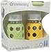 Lifefactory BPA-Free Glass Baby Bottle Gift Set with Two 4-Ounce Glass Bottles and Silicone Teether, Green & Yellow