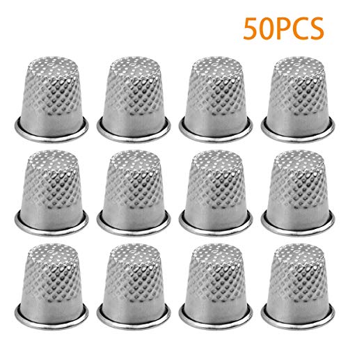50Pcs Sewing Thimble Silver Metal Sewing Quilting Thimbles 17mm Sewing Finger Protector Thimbles for Sewing, DIY Sewing Tools Sewing Quilting Craft Accessories by AConnet - Thumbnail 7