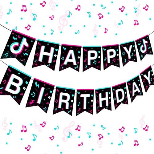 ミュージカルバースデーバナー 音符 サイン フラッグ バナー 音楽テーマ 誕生日パーティー 装飾用品