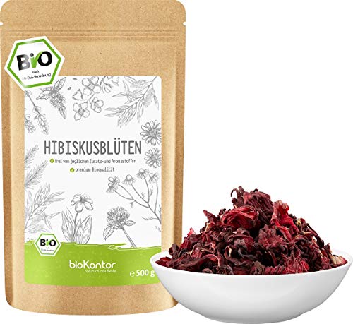 Hibiskusblüten BIO ganz und getrocknet 500g - Premium Hibiskus Tee - Hibiskusblütentee 100% natürlich aus biologischem Anbau - bioKontor
