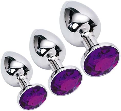 DAQNA 3Pcs/Size Stainless Steel Plug Anale Diamonds Design for Beginner(Purple)