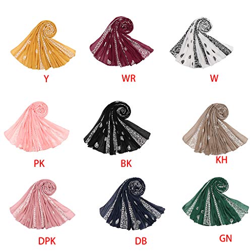 MEIYIN Muslim Women Cotton Linen Scarf Shawl Paisley Floral Embroidery Head Wrap Hijab
