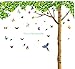 Dagou Extra Huge Size 7.4'(h) X 9.7'(w) with 40 Butterflies DIY Fresh Green Leaves & Large Tree Birds Wall Decals Enjoy Easy to Apply Relaxed Removable Wall Stickers for Home, Kids, Living Room