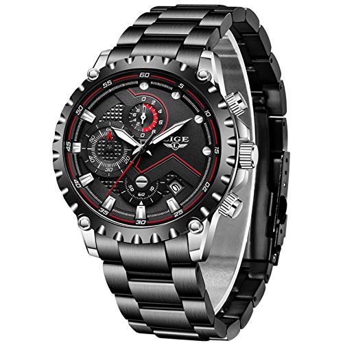 LIGE-Reloj-para-Hombre-Acero-Inoxidable-Impermeable-Analogico-de-Cuarzo-Movimiento-Deportivo-Cronografo-Moda-Empresarial-Fecha-Calendario-Resistente-Aranazos-Relojes-de-Pulsera