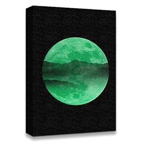 Abstract Green Moon with Pop up Black Pattern...