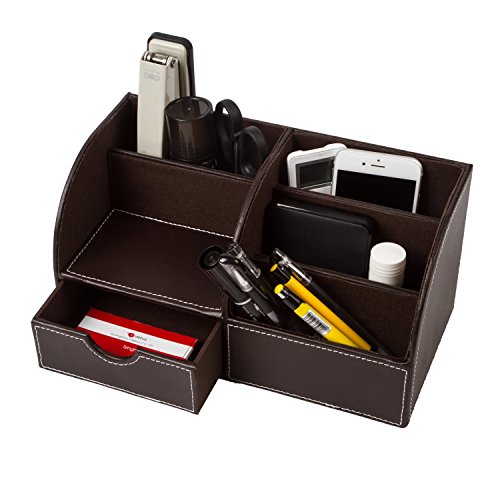 Leather Desk Organizer Ubaymax 6 Compartment Office School Supply