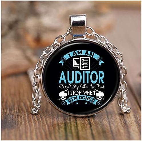 DLAWNECK Gift for Auditor Necklace Nickel, I Am an Auditor Necklaces
