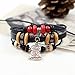 TIVANI [Vintage Style] Unisex Genuine Leather Rope Beads Owl Charms Wrist Band Multistrand Adjustable Amulet Single Wrap Bracelets Classic Punk Decor