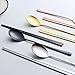 Buyer Star 4 Set Chopsticks Spoon Set, 4 Color Reusable Metal Stainless Steel Korean Chopstix Spoon Set Christmas Gift