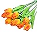 Decora 10Pcs/Bag High Quality PU Holland Mini Tulip Artificial Flower Real Touch for Wedding,Room,Home,Hotel,Party Decoration and Holiday (Yellow and Red)