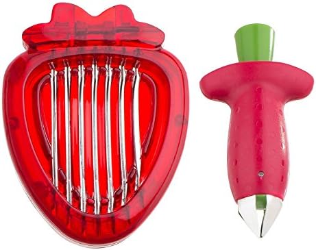 LEMONADE Premium Strawberry Slicer &amp; Huller Set -Stainless Steel Kitchen Essential Accessories -Great For Fruit Salads, Desserts, Cakes, Garnishes &amp; More -Perfect Housewarming Gift Idea