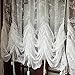 DOKOT White Lace Sheer Balloon Curtains Roman Embroidered Tie Up Ruffle Valance