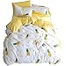 VClife Yellow Pineapple Print Bedding Sets 100% Cotton Full/Queen Size Geometric Pattern Duvet Cover Sets for Boy Girl Teens Fashion Fruits Plant Quilt Cover Sets