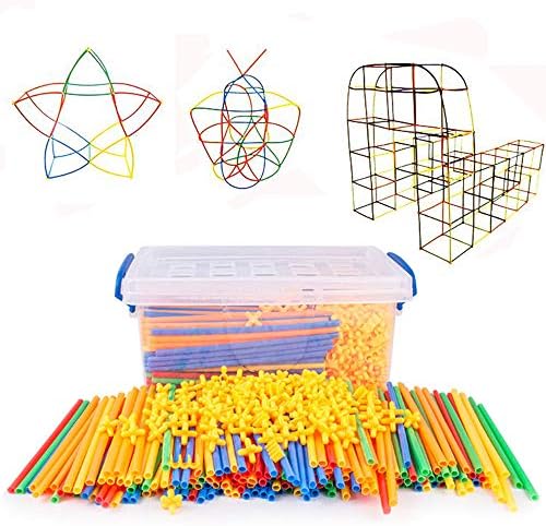 ISKYBOB Straw Constructor Building Toys Set with Box Storage, Colorful Interlocking Plastic Enginnering Creative Construction Blocks, Fun- Educational Develops Motor Skills Safe for Kids, Boy and Girl