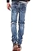 MAGE MALE Men'/s Ripped Biker Jeans Slim Fit Straight Destroyed Trousers With Zipper Deck Blue 28 W