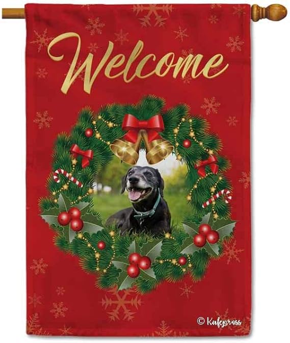 SevenX Blumentopf Flagge Willkommen Winterurlaub Bell Holly Decor