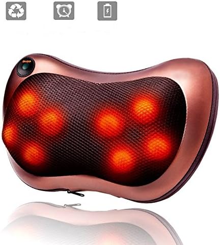 Shiatsu Massage Pillow Back Neck Massager with Heat and 8 Rollers for Home, Office and Car Use, Only for a Healthy Life (brown)