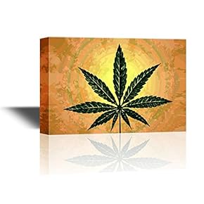 Canvas Wall Art - Green Leaf on Yellow Abstract Background - Gallery Wrap Modern Home Art | Ready to Hang - 12x18 inches