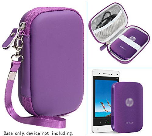 Portable Photo Printer Case for HP Sprocket Portable Photo Printer, Polaroid ZIP Mobile Printer, Lifeprint 2x3 Photo AND Video Printer, Mesh Pocket for Photo Paper and Cable (Purple)