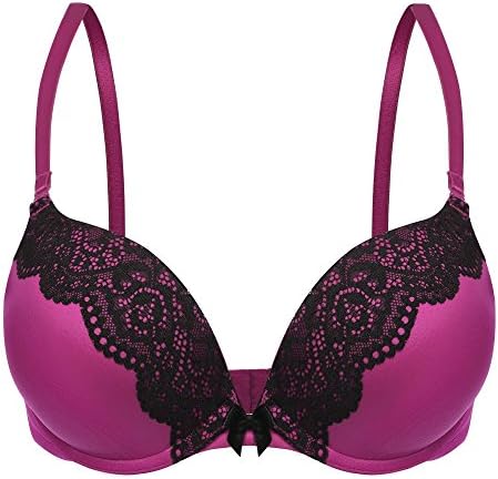 elomes Sexy Underwear for Womens Lace Patchwork Seamless Smooth Fabric Underwire Push Up Bra