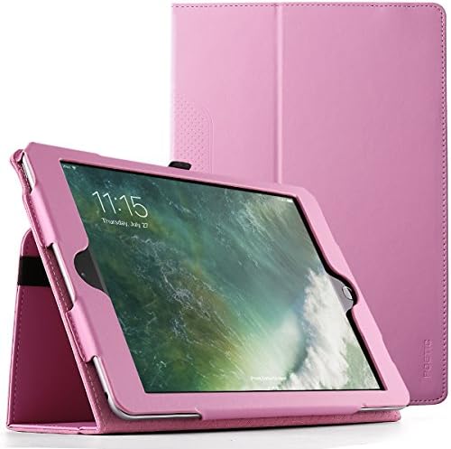 Poetic SlimFolio New iPad 9.7 Inch 2017 / 2018 Case Slim Leather Stand Folio Case with Auto Wake / Sleep for Apple iPad 9.7 2017 / iPad 9.7 2018 Hot Pink