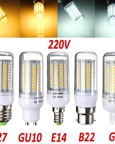 HYY@ E14 / G9 / GU10 / E26/E27 / B22 18 W 102x2835SMD 1650 LM Warm White / Cool White LED Corn Bulbs AC 220-240 V , warm white-220v