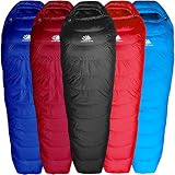 Hyke & Byke Ultralight Down Sleeping Bag: 3 Season 32 Degree Mummy Bag Under 2 LBS - The Lightest, Bag for Thru Hiking, Backpacking, and Camping (Black, Regular)