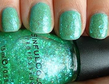 Sinful Colors Clear Glitter Green Ocean Nail Polish 15 Milliliters