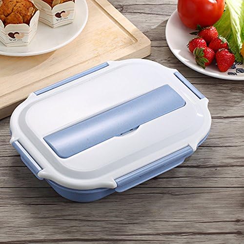 Stainless Steel Bento Lunch Box (SUS304) with 4 Portion Control Leak Proof Compartments suit Dishwasher and Microwave Safe Include Matching Insulated Lunch Bag for Adults and Kids-Viyoung (Blue)