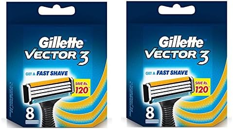 Gillette Vector 3 Refill Blades (Same as Gillette Sensor 3), 8 Count (2 Pack)