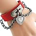 Rivet Bracelet Punk Rock Multi Circle I Love You Heart Chain Genuine Leather Unisex for Men and Women