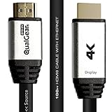 QualGear High Speed Long HDMI 2.0 Cable with Ethernet (100 Feet) - 100% OFC Copper, Active RedMere Chipset, 24 Awg, CL3 Rated, Triple-Shielded. Supports 4K UHD, 3D, 18 Gbps, ARC (QG-CBL-HD20-100FT)