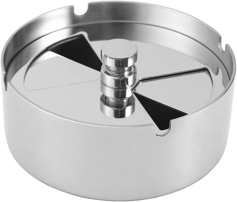 Cenicero de acero inoxidable con tapa giratoria, diseño de personalidad