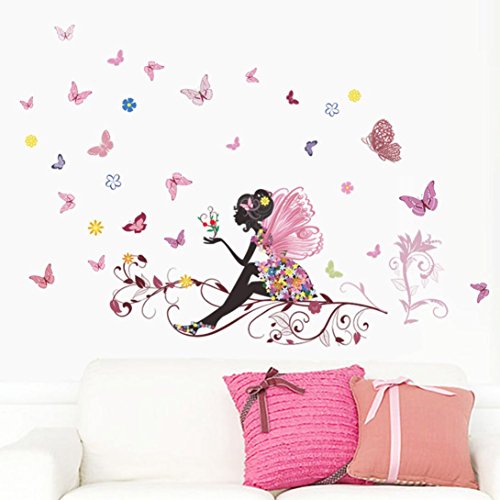 Lowprofile New Butterfly Flower Fairy Stickers Bedroom Living Room Walls - Thumbnail 4