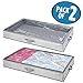 mDesign Soft Fabric Under Bed Storage Organizer Holder Bag for Clothing, Accessories, Linen - Easy-View Top Panel, Attached 2-Way Zippered Lid, Side Handles - 2 Pack - Gray