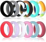 HOOPLE 12 Pack Silicone Wedding Rings for Women, Premium Grade Rubber Bands Wedding Band, Sports Gym Yoga Rubber Ring Comfortable Fit, Best Value Ring Pack Size 5-7 (Size 6)