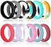HOOPLE 12 Pack Silicone Wedding Rings for Women, Premium Grade Rubber Bands Wedding Band, Sports Gym Yoga Rubber Ring Comfortable Fit, Best Value Ring Pack Size 5-7 (Size 6) primary