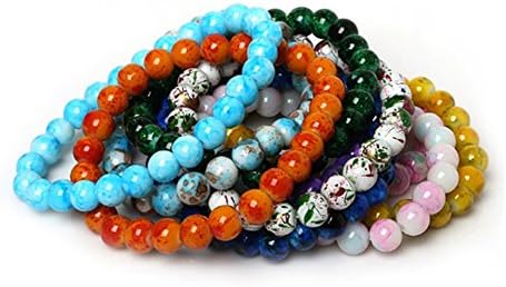 2016 TobiNCraft Links Glass Stretch Charm Bracelet Beads for Women 8mm Gem Semi Precious Stone (Orange)