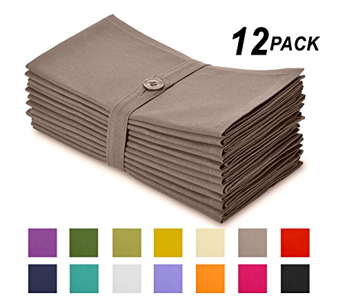 Cotton Craft Napkins, 12 Pack Oversized Dinner Napkins 20x20 Stone, 100% Cotton, Tailored with Mitered corners and a generous hem, Napkins are 38% larger than standard size napkins